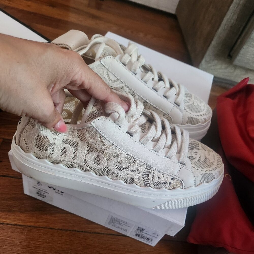 Chloe lace detail platform sneaker